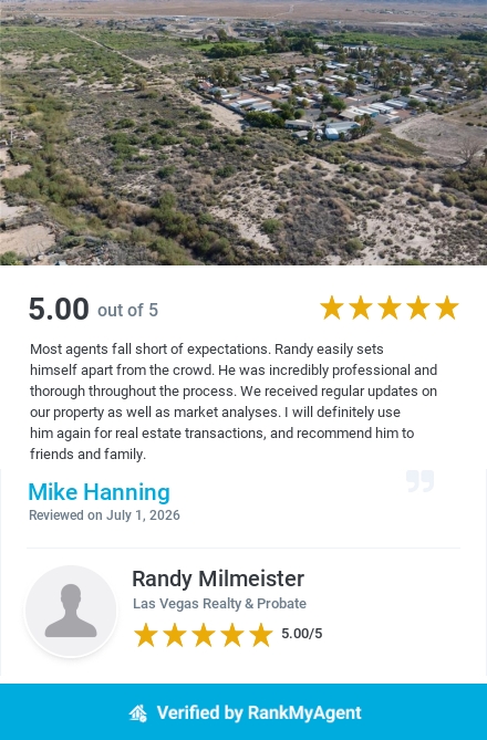 Mike Hanning, satisfied Las Vegas home seller, whose 5-star client review highlights REALTOR ® Randy Milmeister's professional guidance, communication, and successful home selling experience.